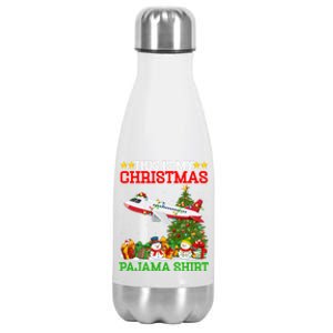 This Is My Christmas Tree Pajamas Airplane Christmas Gift Stainless Steel Insulated Water Bottle