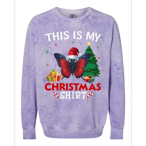 This Is My Butterfly Santa Hat Christmas Pajama Gift Colorblast Crewneck Sweatshirt