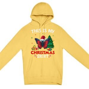 This Is My Butterfly Santa Hat Christmas Pajama Gift Premium Pullover Hoodie