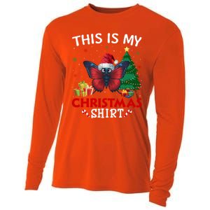 This Is My Butterfly Santa Hat Christmas Pajama Gift Cooling Performance Long Sleeve Crew