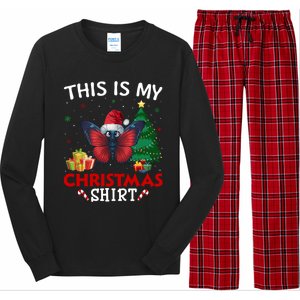 This Is My Butterfly Santa Hat Christmas Pajama Gift Long Sleeve Pajama Set