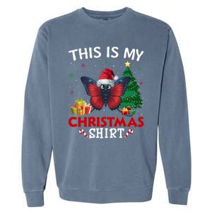 This Is My Butterfly Santa Hat Christmas Pajama Gift Garment-Dyed Sweatshirt