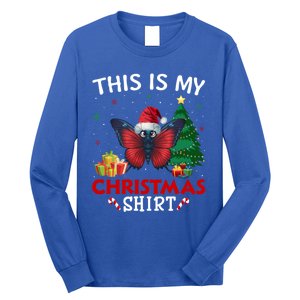 This Is My Butterfly Santa Hat Christmas Pajama Gift Long Sleeve Shirt