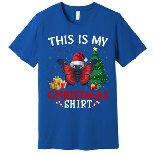 This Is My Butterfly Santa Hat Christmas Pajama Gift Premium T-Shirt