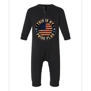 This Is My Pride Flag USA American Flag 4th Of July Pride Flag Infant Fleece One Piece