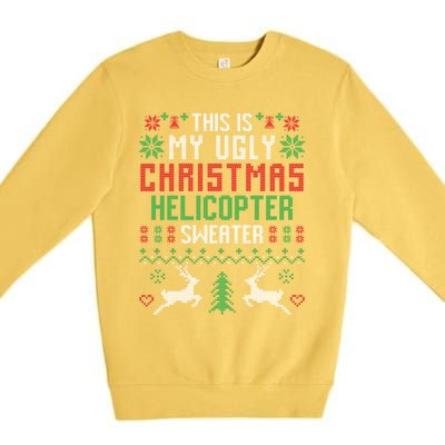 This Is My Ugly Christmas Helicopter Sweater Pilot Gift Premium Crewneck Sweatshirt