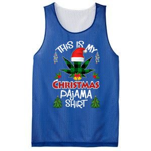 This Is My Christmas Pajama Santa Hat Weed Marijuana Xmas Gift Mesh Reversible Basketball Jersey Tank