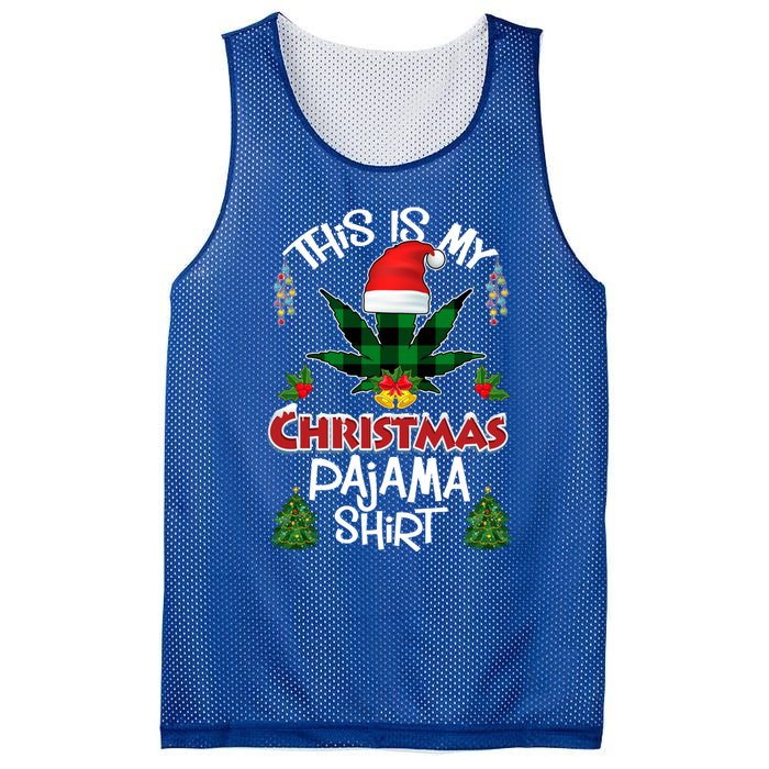 This Is My Christmas Pajama Santa Hat Weed Marijuana Xmas Gift Mesh Reversible Basketball Jersey Tank