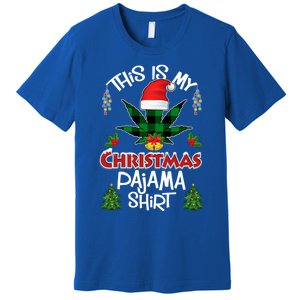 This Is My Christmas Pajama Santa Hat Weed Marijuana Xmas Gift Premium T-Shirt