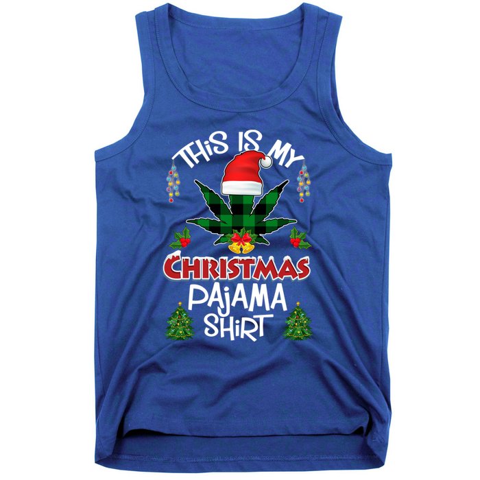 This Is My Christmas Pajama Santa Hat Weed Marijuana Xmas Gift Tank Top