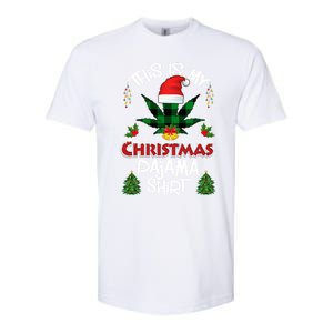 This Is My Christmas Pajama Santa Hat Weed Marijuana Xmas Gift Softstyle CVC T-Shirt