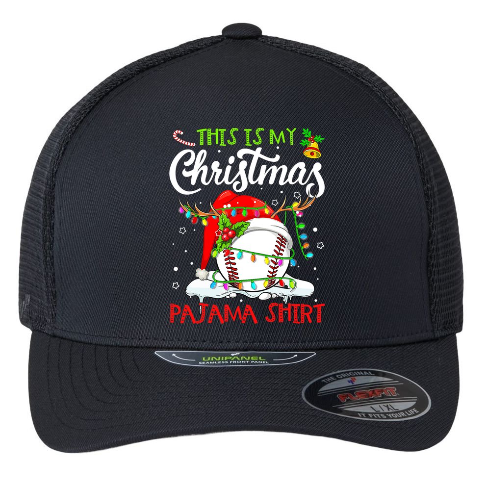 This Is My Christmas Baseball Pajama For Boys Flexfit Unipanel Trucker Cap