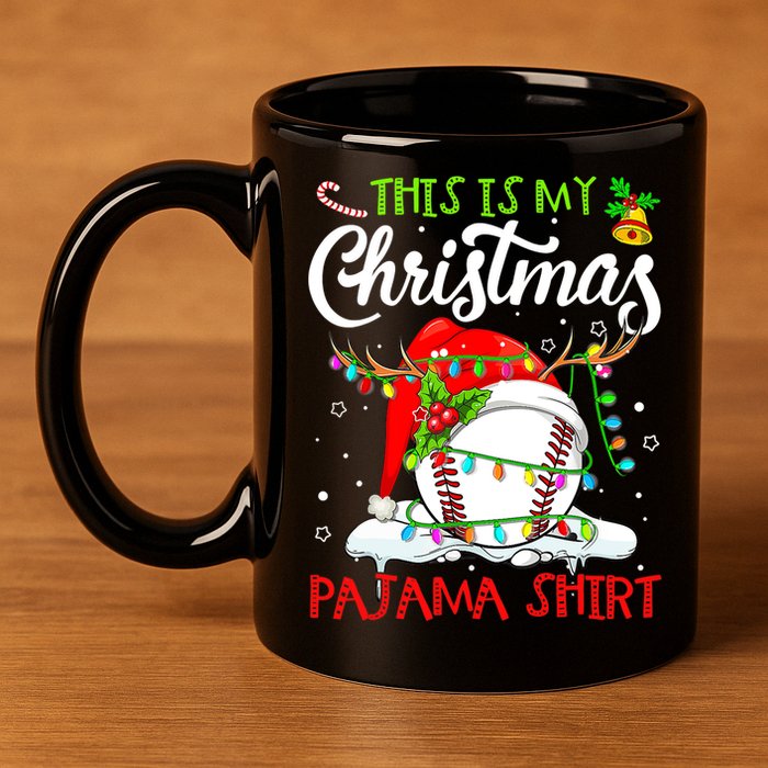 This Is My Christmas Baseball Pajama For Boys 11oz C Handle Ceramic Mug