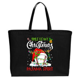 This Is My Christmas Baseball Pajama For Boys Cotton Canvas Jumbo Tote