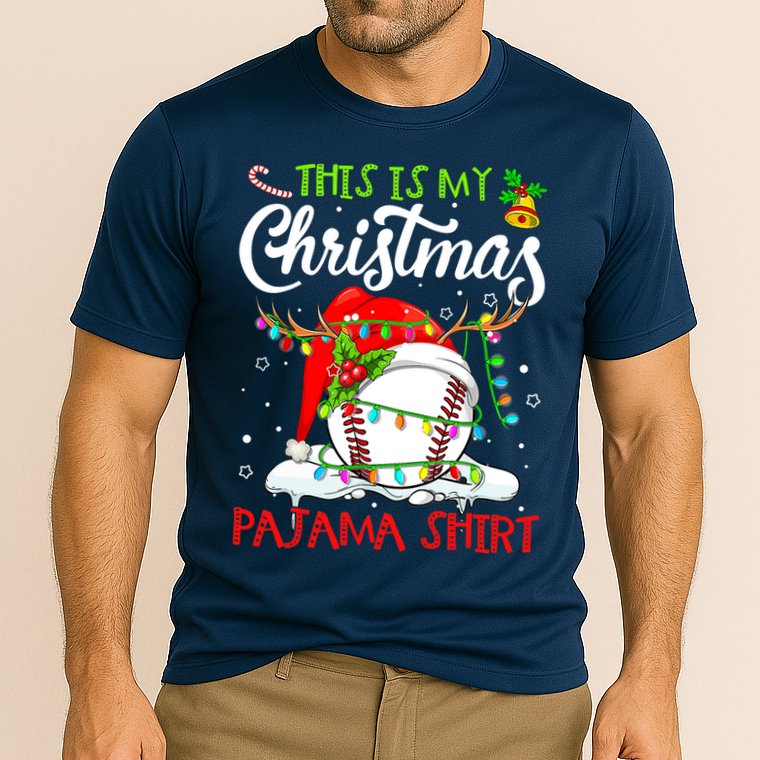 This Is My Christmas Baseball Pajama For Boys Cooling Performance Crew T-Shirt