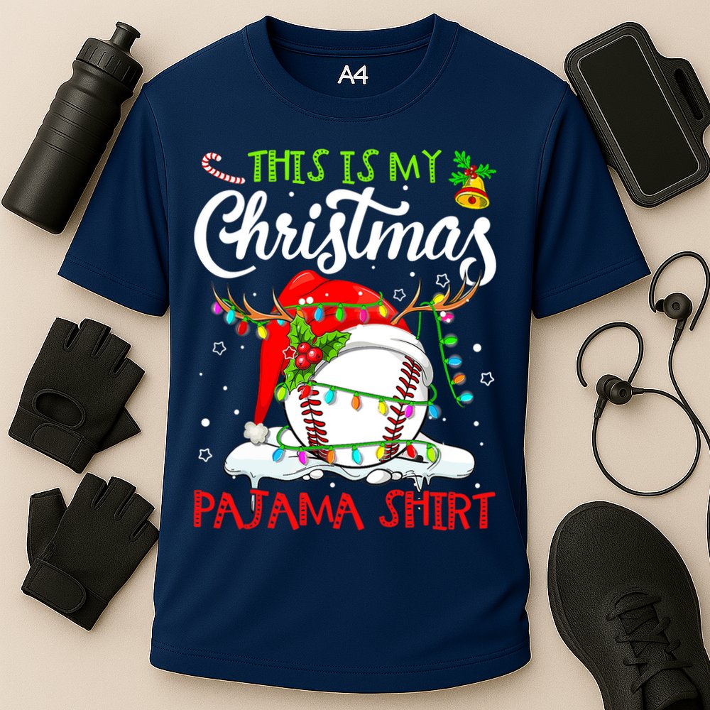 This Is My Christmas Baseball Pajama For Boys Cooling Performance Crew T-Shirt
