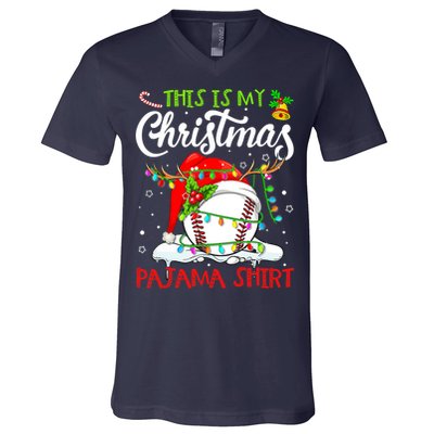 This Is My Christmas Baseball Pajama For Boys V-Neck T-Shirt