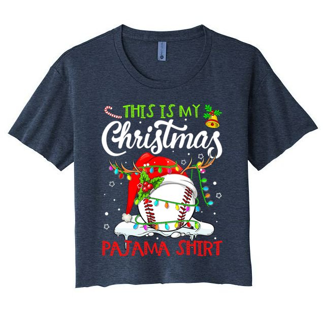 This Is My Christmas Baseball Pajama For Boys Women's Crop Top Tee