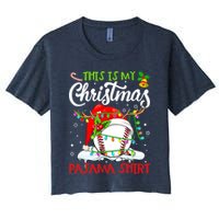 This Is My Christmas Baseball Pajama For Boys Women's Crop Top Tee