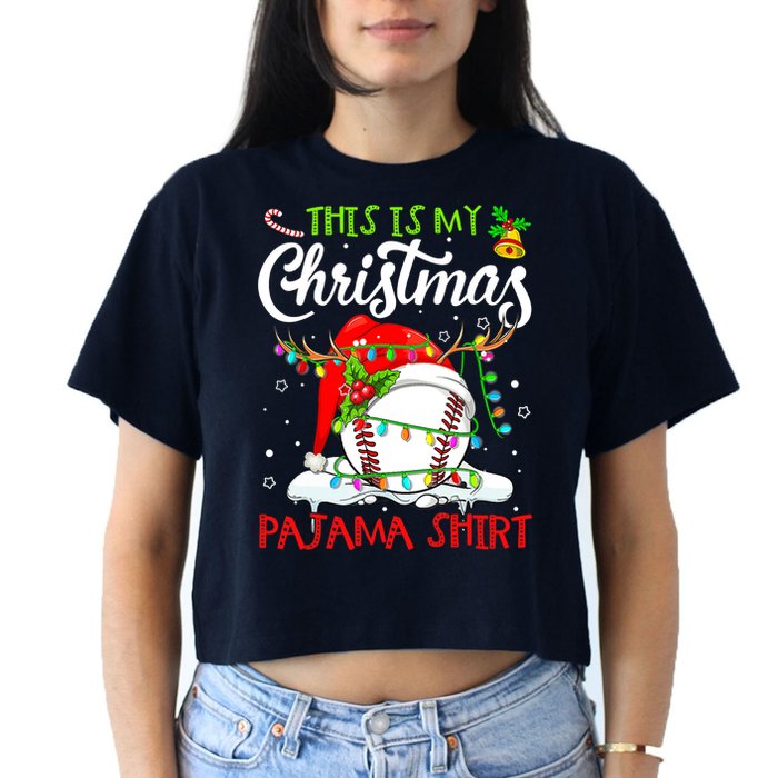 This Is My Christmas Baseball Pajama For Boys Women's Crop Top Tee