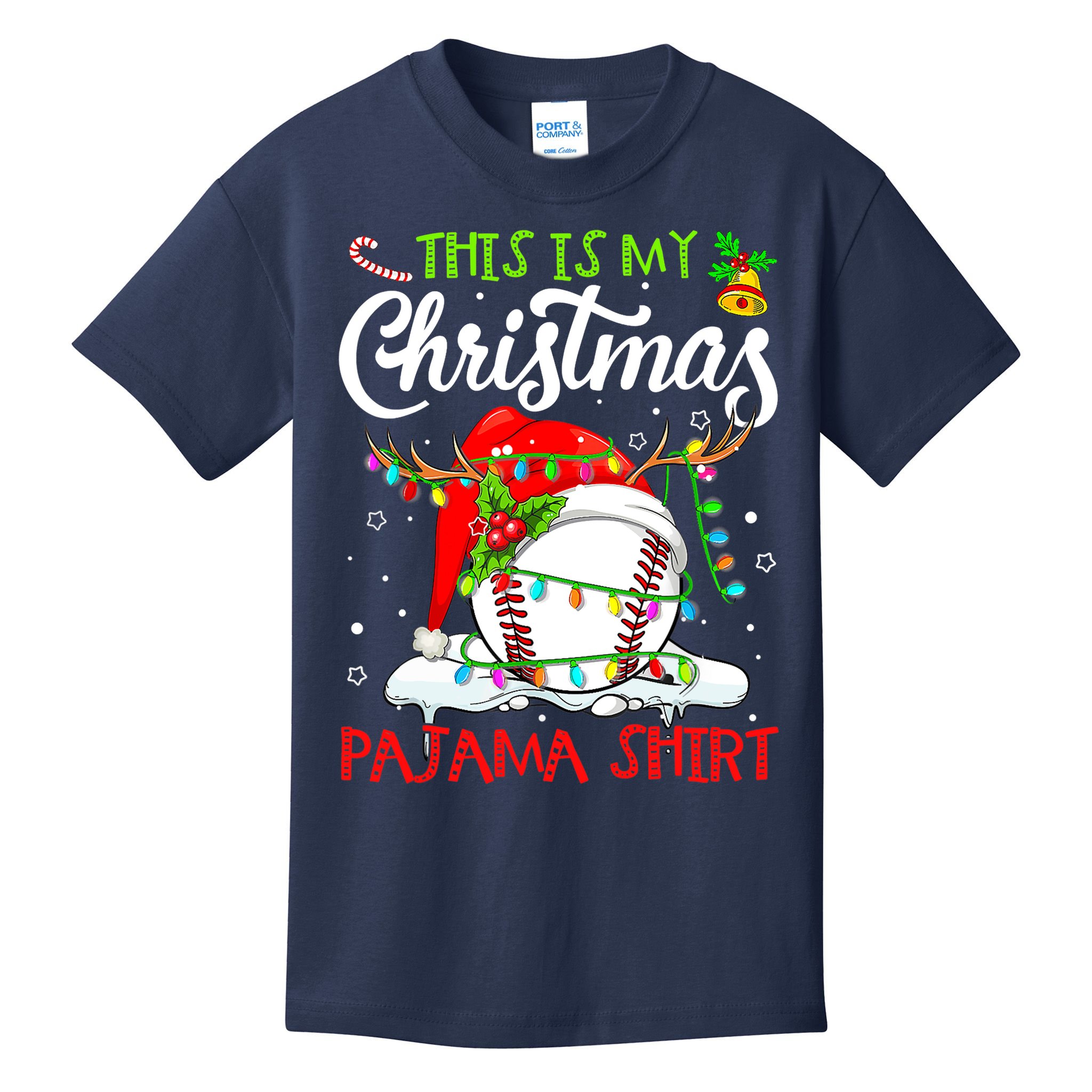 This Is My Christmas Baseball Pajama For Boys Kids T-Shirt