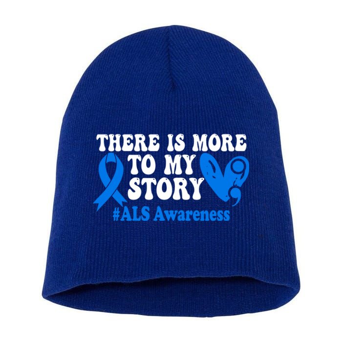 There Is More To My Story Blue Ribbon Als Awareness Month Gift Short Acrylic Beanie