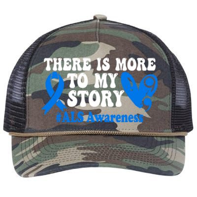 There Is More To My Story Blue Ribbon Als Awareness Month Gift Retro Rope Trucker Hat Cap