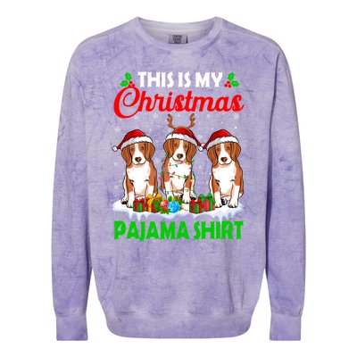 This Is My Christmas Pajama Beagle Dog Lights Xmas Meaningful Gift Colorblast Crewneck Sweatshirt