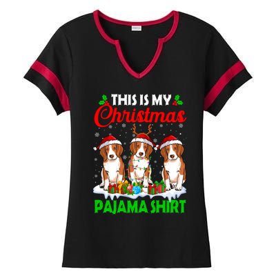 This Is My Christmas Pajama Beagle Dog Lights Xmas Meaningful Gift Ladies Halftime Notch Neck Tee