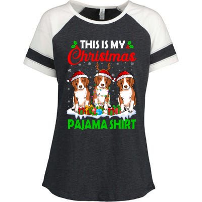 This Is My Christmas Pajama Beagle Dog Lights Xmas Meaningful Gift Enza Ladies Jersey Colorblock Tee