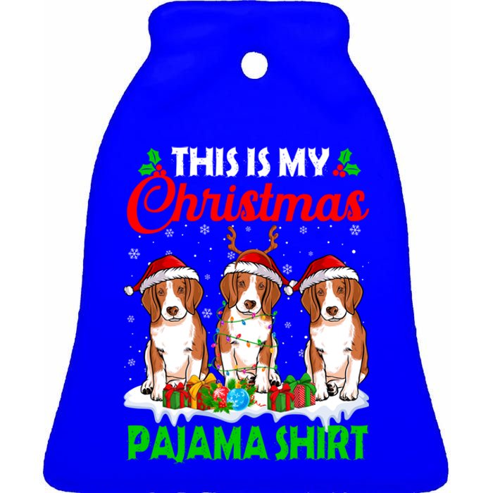 This Is My Christmas Pajama Beagle Dog Lights Xmas Meaningful Gift Ceramic Bell Ornament