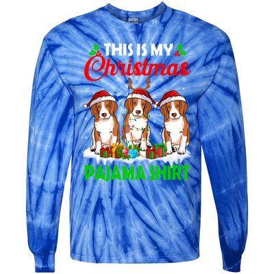 This Is My Christmas Pajama Beagle Dog Lights Xmas Meaningful Gift Tie-Dye Long Sleeve Shirt