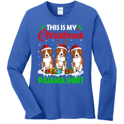 This Is My Christmas Pajama Beagle Dog Lights Xmas Meaningful Gift Ladies Long Sleeve Shirt