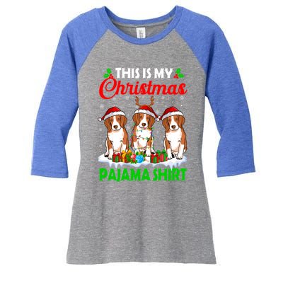 This Is My Christmas Pajama Beagle Dog Lights Xmas Meaningful Gift Women's Tri-Blend 3/4-Sleeve Raglan Shirt