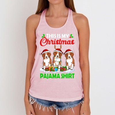 This Is My Christmas Pajama Beagle Dog Lights Xmas Meaningful Gift Women's Knotted Racerback Tank