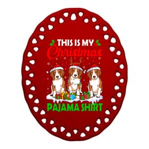 This Is My Christmas Pajama Beagle Dog Lights Xmas Meaningful Gift Ceramic Oval Ornament