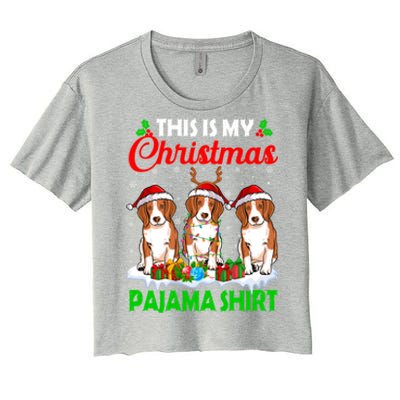 This Is My Christmas Pajama Beagle Dog Lights Xmas Meaningful Gift Women's Crop Top Tee