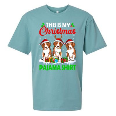 This Is My Christmas Pajama Beagle Dog Lights Xmas Meaningful Gift Sueded Cloud Jersey T-Shirt