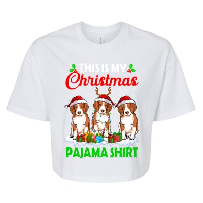 This Is My Christmas Pajama Beagle Dog Lights Xmas Meaningful Gift Bella+Canvas Jersey Crop Tee