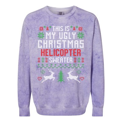 This Is My Ugly Christmas Helicopter Sweater Pilot Funny Gift Colorblast Crewneck Sweatshirt