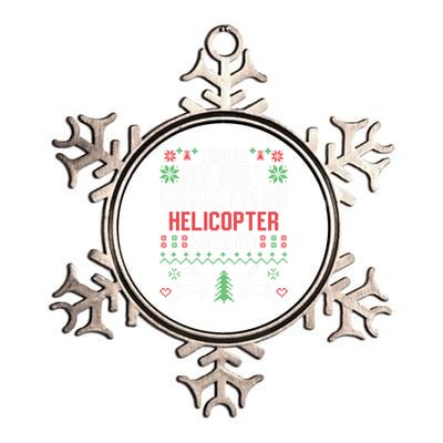 This Is My Ugly Christmas Helicopter Sweater Pilot Funny Gift Metallic Star Ornament