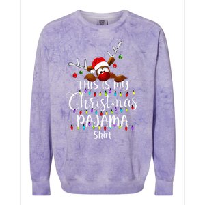 This Is My Christmas Pajama Xmas Lights Funny Holiday Colorblast Crewneck Sweatshirt