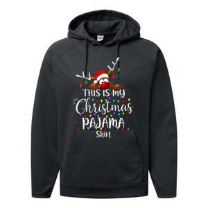 This Is My Christmas Pajama Xmas Lights Funny Holiday Performance Fleece Hoodie