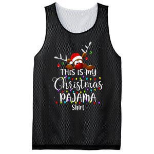 This Is My Christmas Pajama Xmas Lights Funny Holiday Mesh Reversible Basketball Jersey Tank