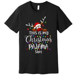 This Is My Christmas Pajama Xmas Lights Funny Holiday Premium T-Shirt