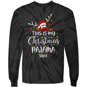 This Is My Christmas Pajama Xmas Lights Funny Holiday Tie-Dye Long Sleeve Shirt