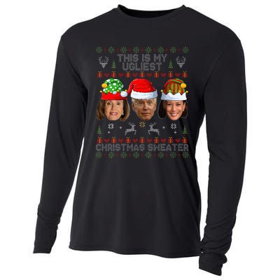 This Is My Ugliest Christmas Sweater Funny Joe Biden Kamala Cooling Performance Long Sleeve Crew