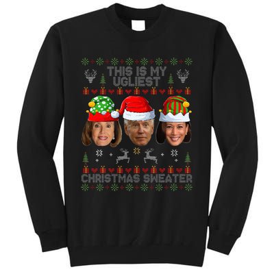 This Is My Ugliest Christmas Sweater Funny Joe Biden Kamala Tall Sweatshirt