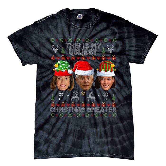 This Is My Ugliest Christmas Sweater Funny Joe Biden Kamala Tie-Dye T-Shirt