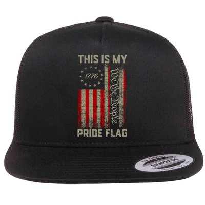 This Is My Pride Flag Usa American Patriotic 4th Of July Flat Bill Trucker Hat